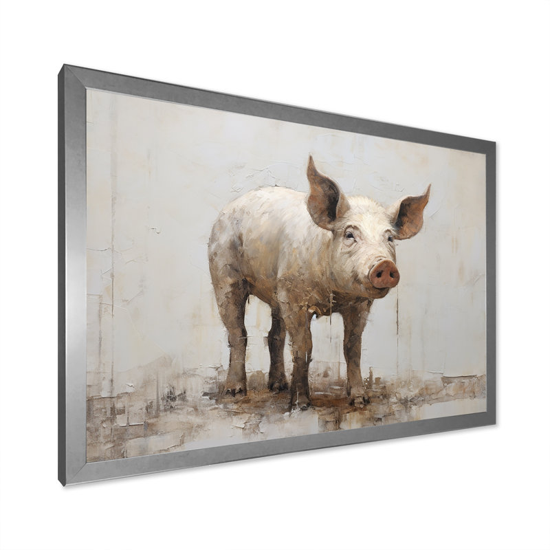 L'art des cochons II sur toile, Cadre photo argenté, H 12 po x l 20 po x P 1 po
