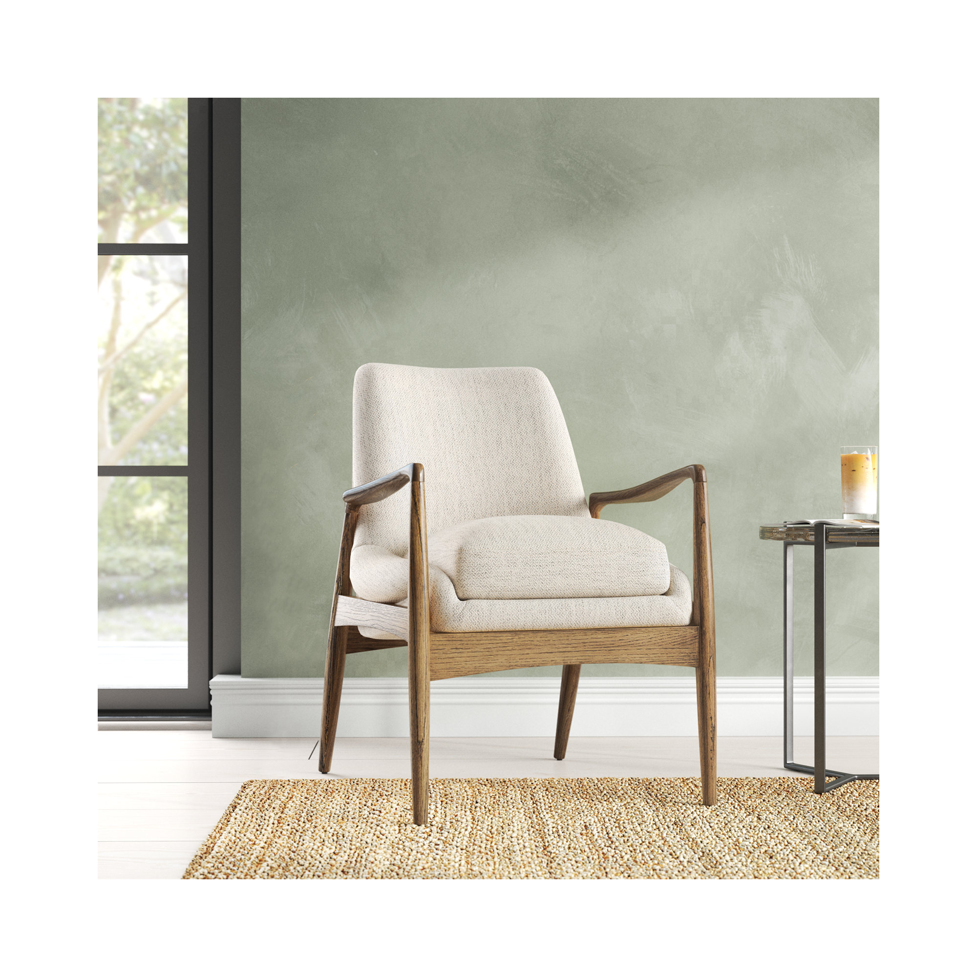 Russell Upholstered Armchair, Medium Brown