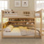 Lit superposé double au-dessus de double avec tablettes intégrées, lumières à changement de couleur et panneau perforé, beige-1793617092