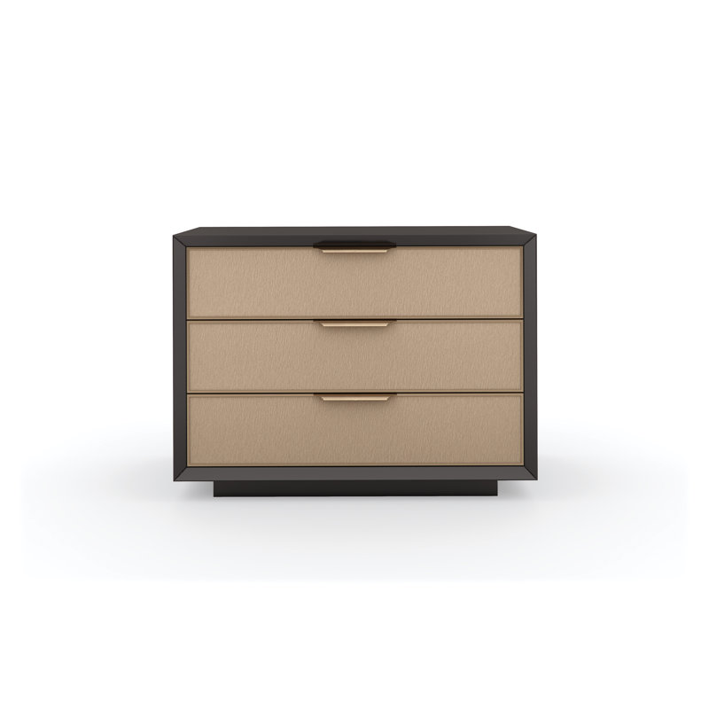 Beige and Brown 3-Drawer Transitional Nightstand