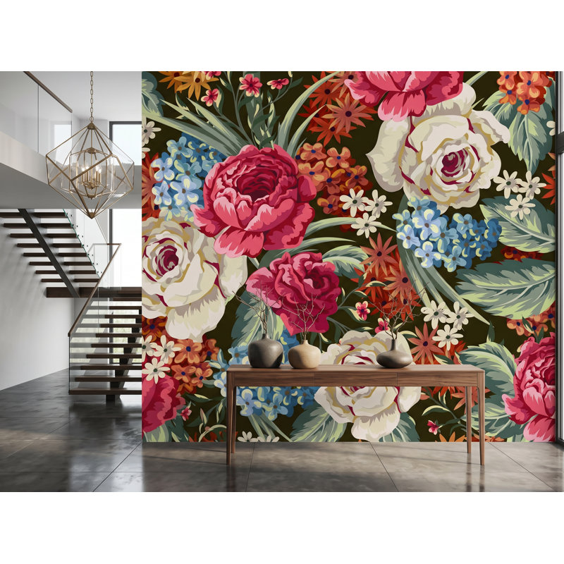 Panneau de papier peint adhésif l 10,4 pi x l 125 po Brightly Flowers, l 125 po x H 125 po, adhésif en vinyle