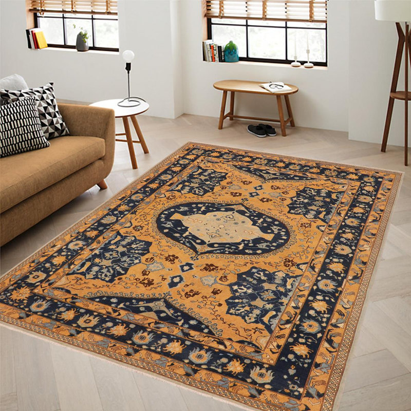 Laine oriental rouille orange / bleu noué à la main 9 pi x 12 pi 1 po Dorr