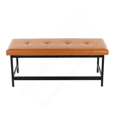 Banc en métal noir et similicuir