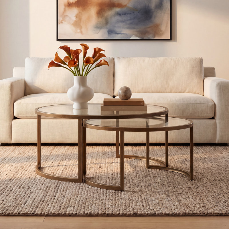 Lavi Glass Top Nesting Coffee Table