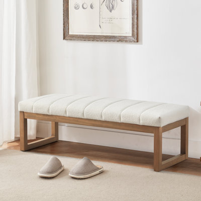 53" Wide Boucle Upholstered Bench