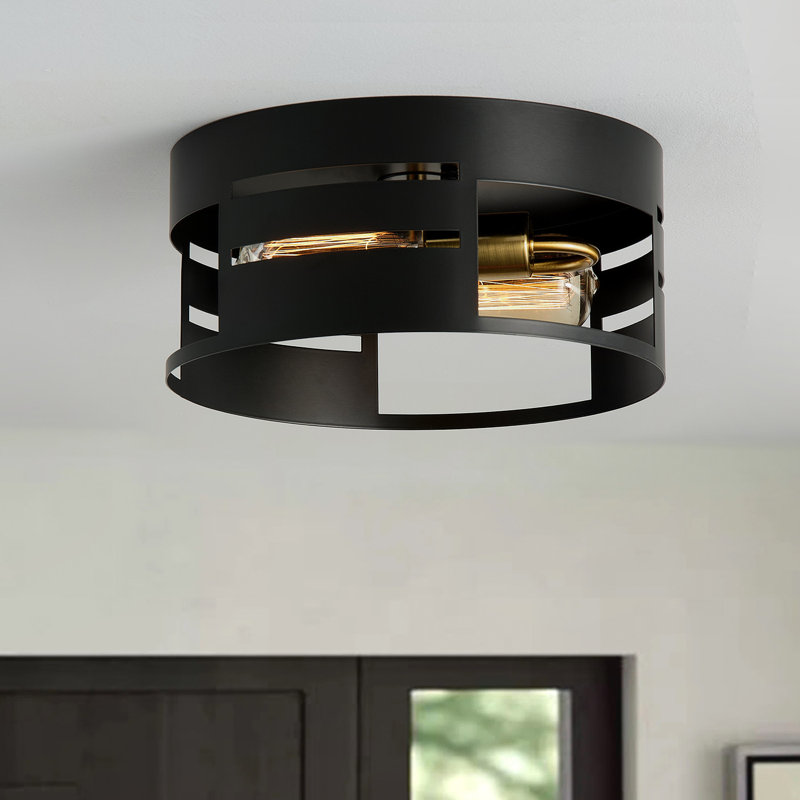 2-lamp matte black adjustable iron ceiling light