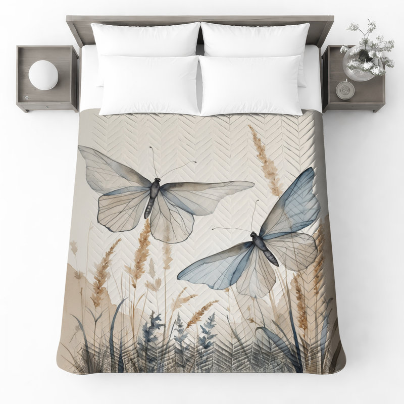 Couvre-lit matelassé Butterflies In Nature toutes tailles, Très grand lit