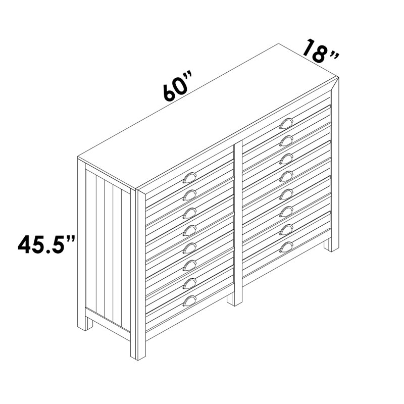 Commode double 8 tiroirs avec miroir Anvita
