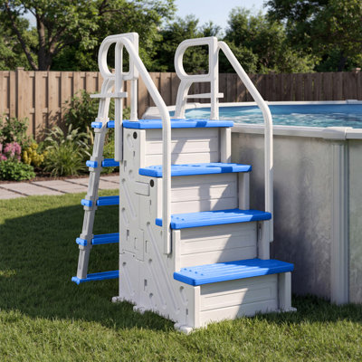 Heavy Duty Pool Ladder Above Ground , Dual Handrails Nonslip with 4-Steps, 500 LBS Load Capacity for 46-58 Inch Pools(Double Side)