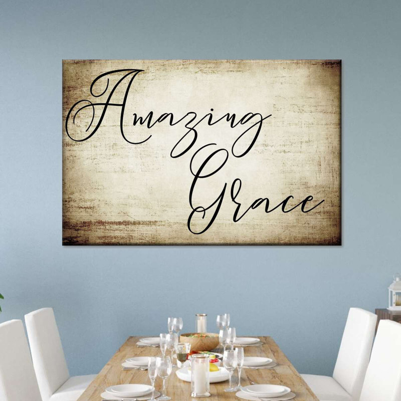 Amazing Grace Script Canvas Print, 16" H x 24" W x 1.25" D
