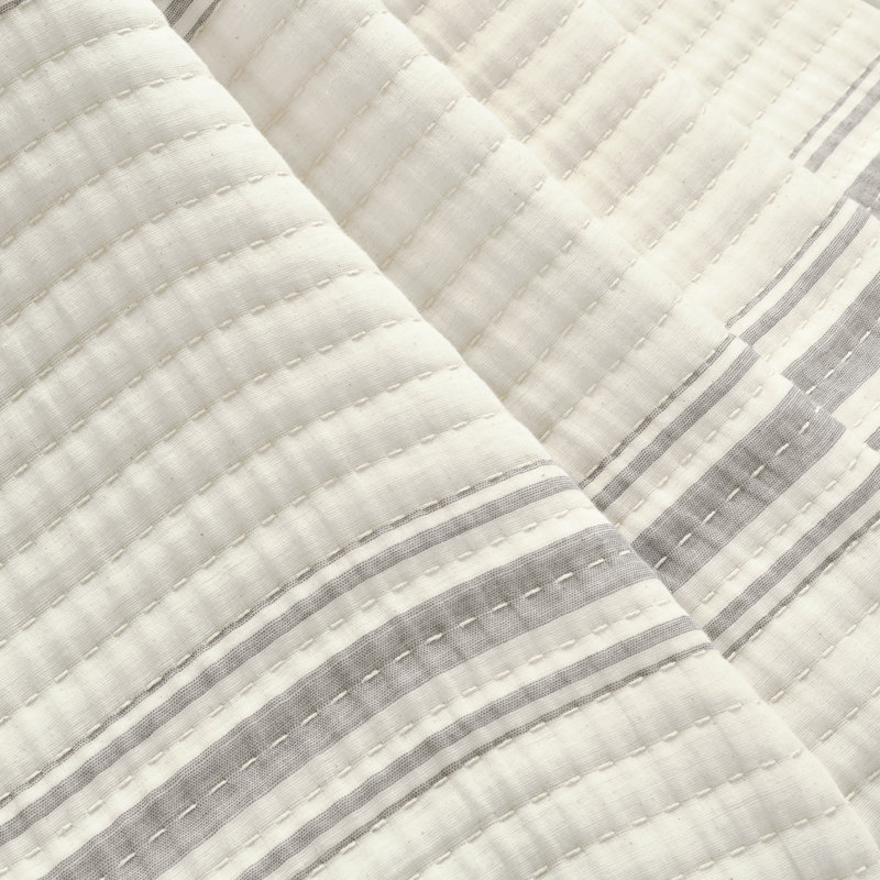Jeté 100% coton Westridge, Gris / blanc
