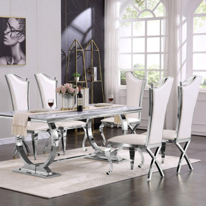 Koralie Parsons Chair Dining Chair Set of 2 Silver