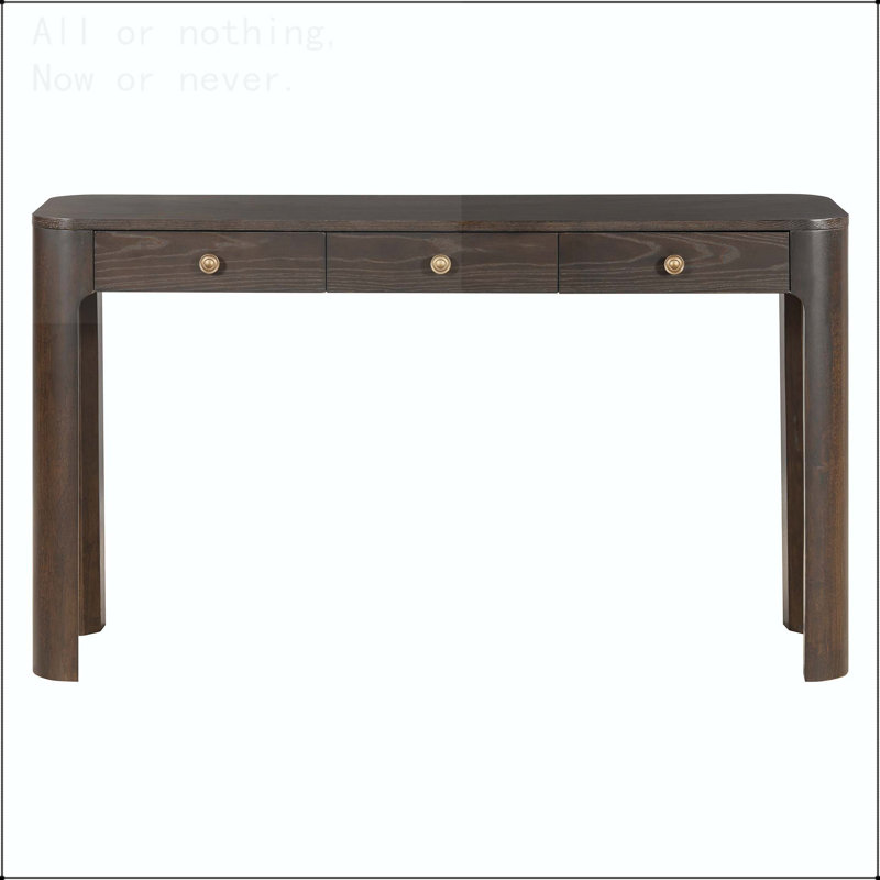 Console rustique avec coins arrondis et 3 tiroirs, Espresso