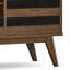 Buffet Mid-Century à 3 portes avec rangement pour bouteilles de vin et tablette ouverte Clarkson