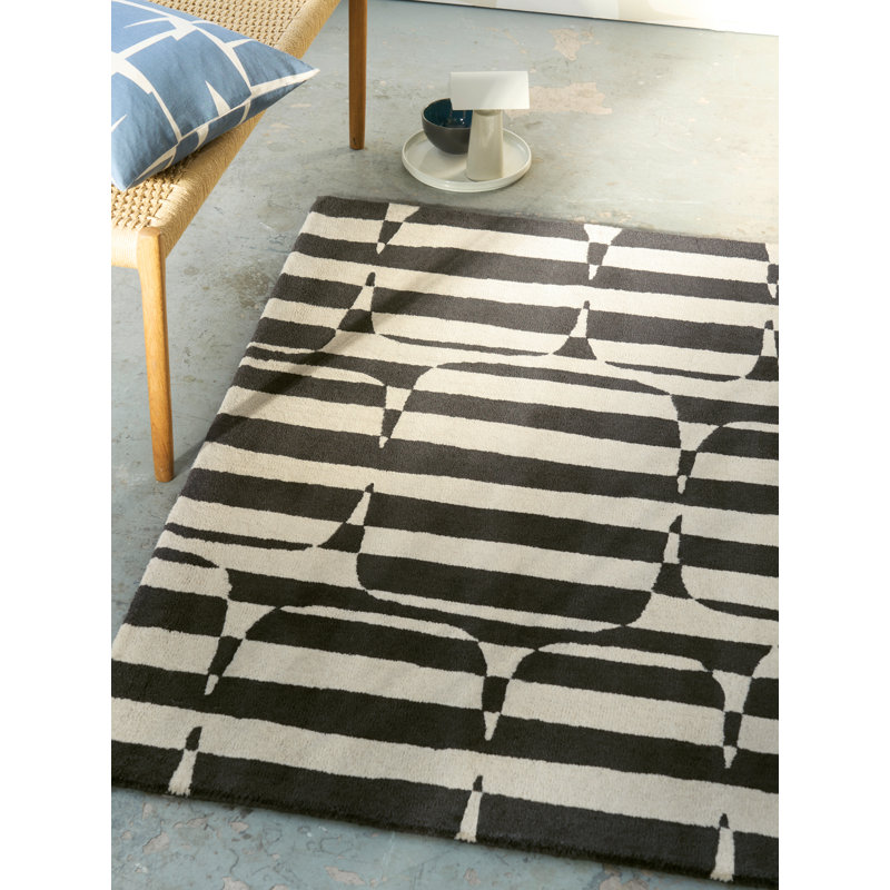 Rayon gris anthracite rayé 123105 160X230, Rectangle 3 pi 11 po x 5 pi 11 po