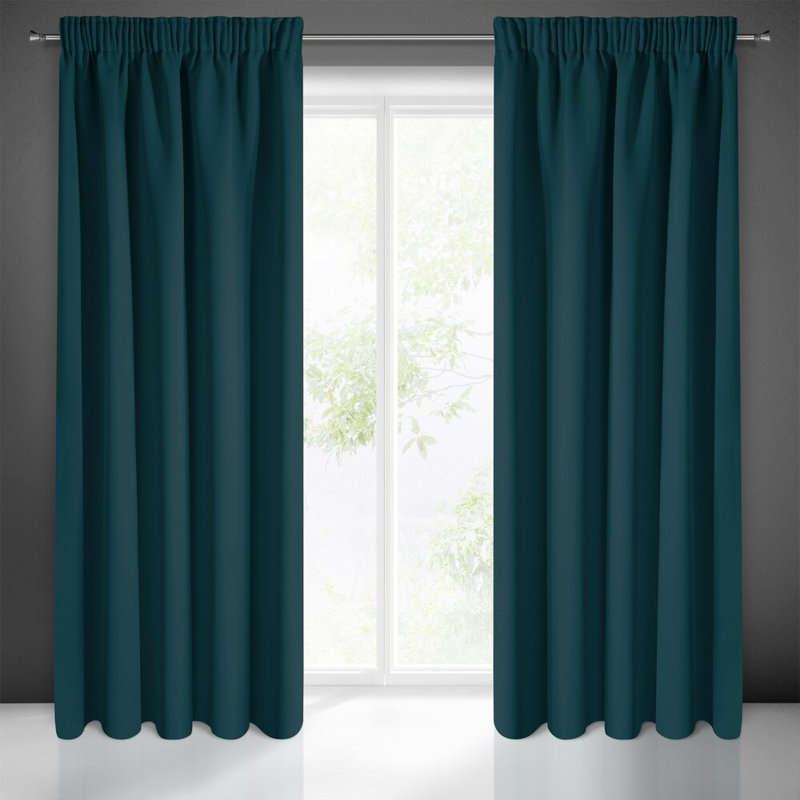Logan Polyester Room Darkening Eyelet Curtain Panel, Dark green
