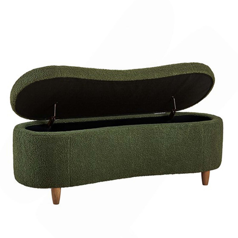 Banc de rangement Boucle avec pieds en bois, Vert