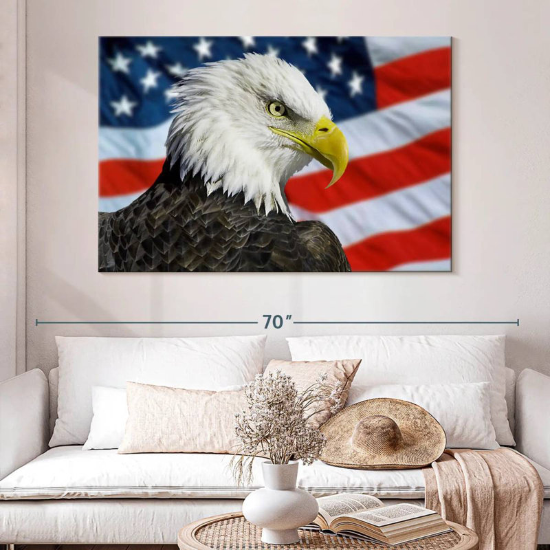 Brampt Patriotic Alaskan Bald Eagle, 34" H x 51" W