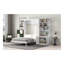 Lit escamotable double avec plusieurs tablettes de rangement et une armoire, blanc
