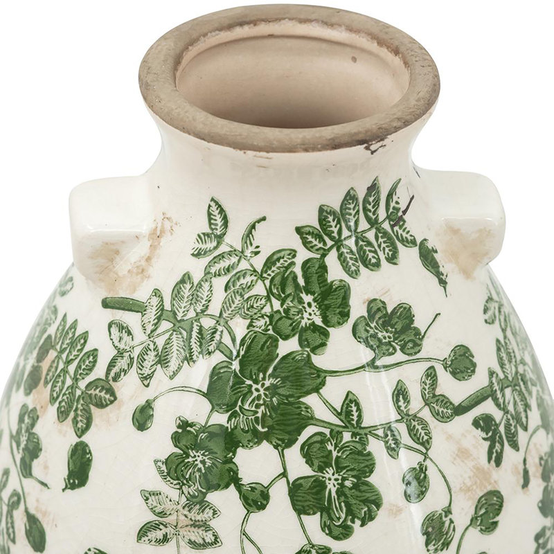 Vase - 6.5" x 6.5" x 7.5" - Green/White