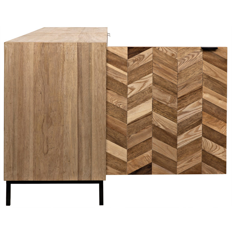 Herringbone 76.5'' W Solid Wood Sideboard