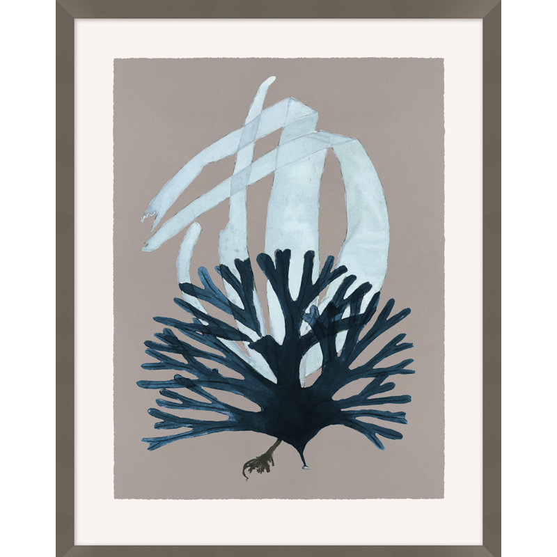 Seaweed On Taupe 2 Print by Hamptons