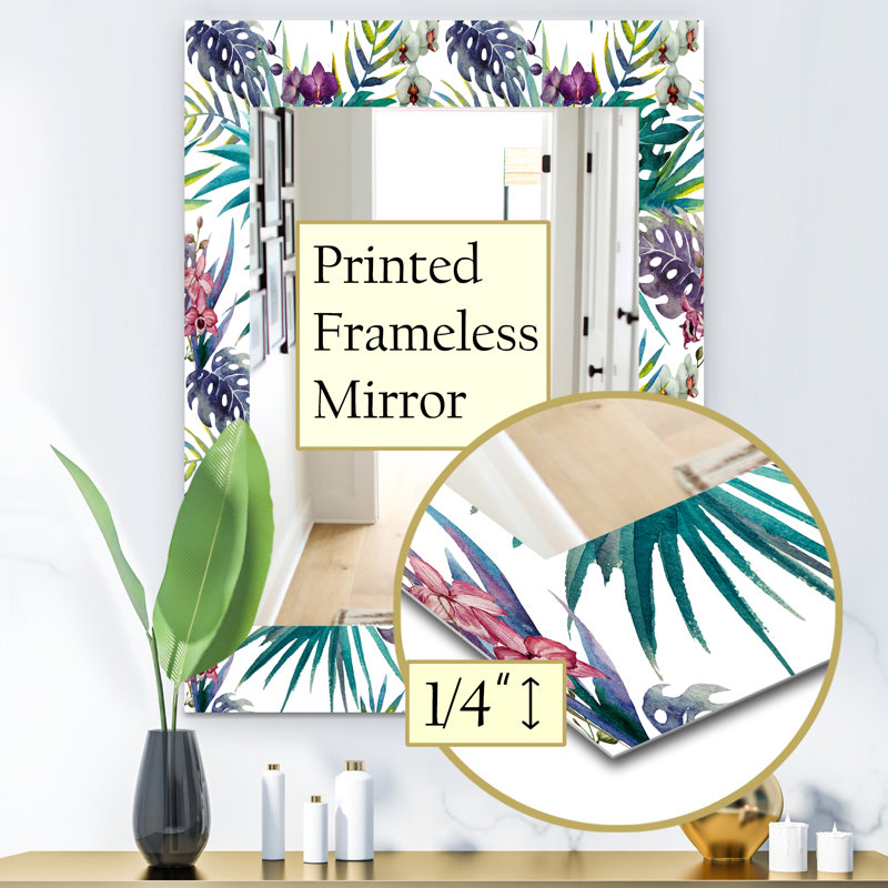 Miroir mural à feuillage d’ambiance tropical 17, H 24 po x l 32 po