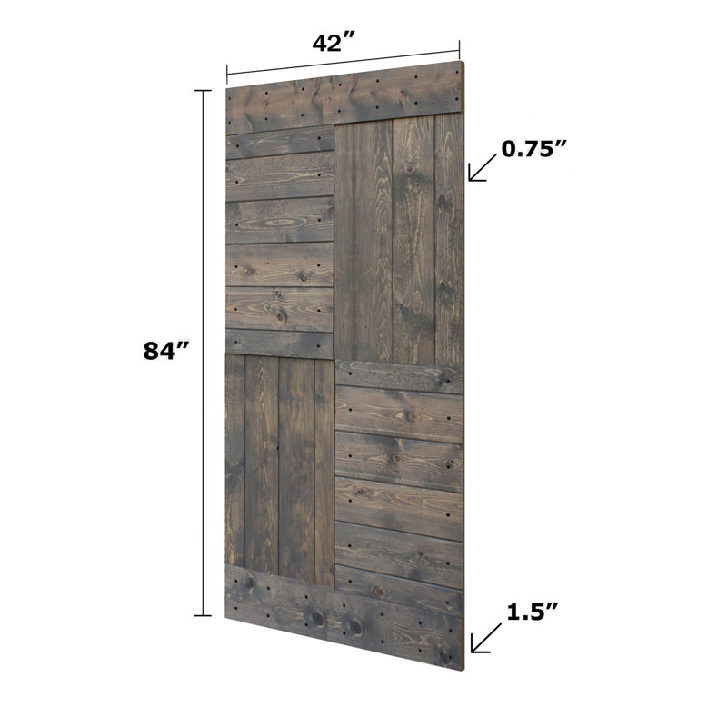 Porte de grange coulissante de style S brevetée sans quincaillerie d'installation (dalle de porte seulement) - Assemblage requis