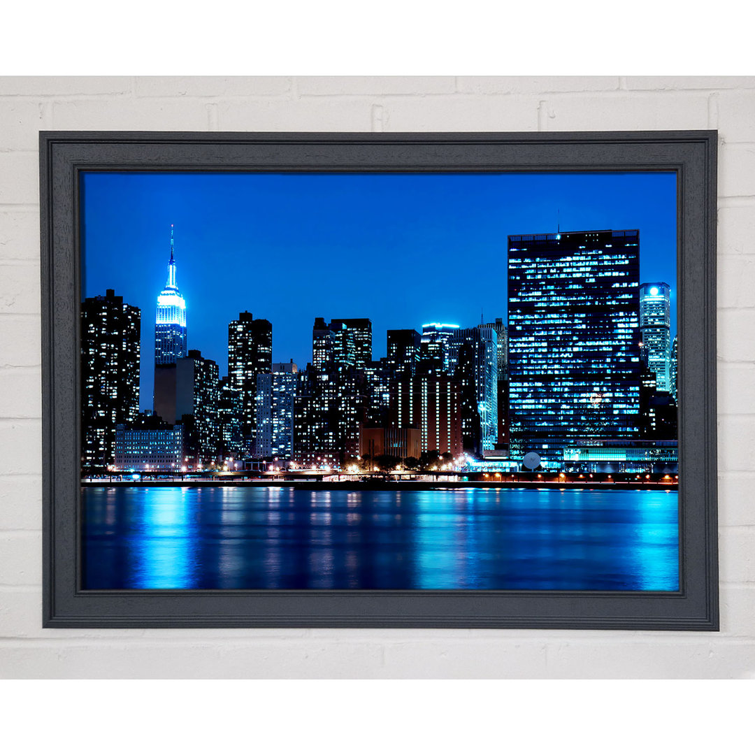 New York Empire State Blue Nights - Einzelne Bilderrahmen Kunstdrucke