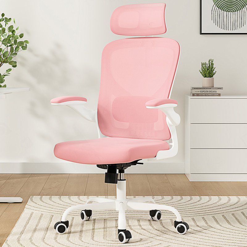 Chaise de bureau ergonomique avec appui-tête réglable, soutien lombaire et accoudoirs rabattables pour la maison ou le bureau.