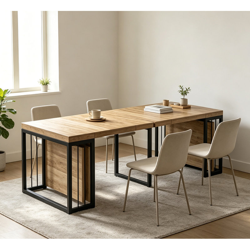 Modern Extendable Dining Table,Seats 2-10 People, 118, Ancient Oak