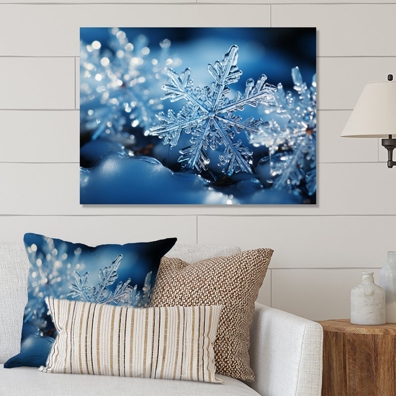 Glimmering Snowflakes II - reproduction d'art abstraite en métal, H 16 po x l 32 po