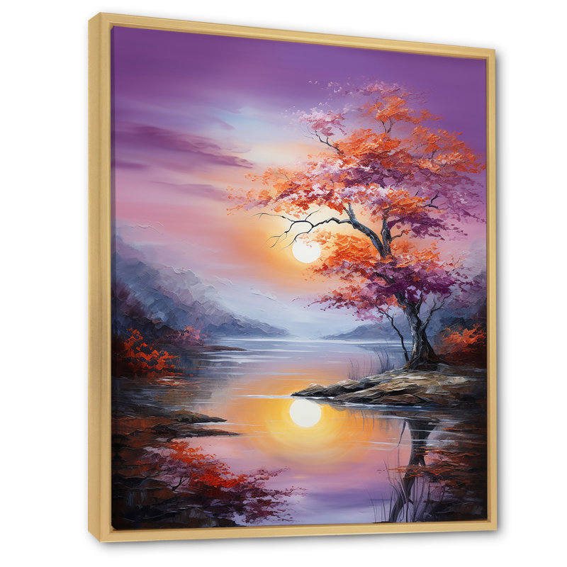 Art liquide de lever de soleil, Cadre flottant naturel, H 32 po x l 16 po x P 1 po