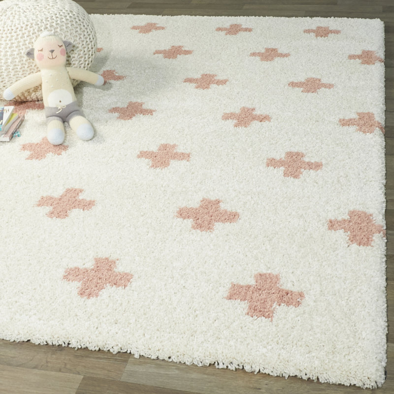Inbound Pink Ivory Shag Area Rug