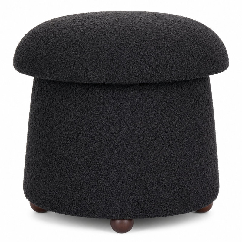 Tabouret rond avec rangement caché en sherpa Schick, 17 po, noir, Noir