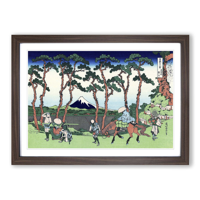 Hodogaya on the Tokaido Road by Katsushika Hokusai - Picture Frame Painting Print, 36cm H x 48cm W x 2cm D, Walnut Framed
