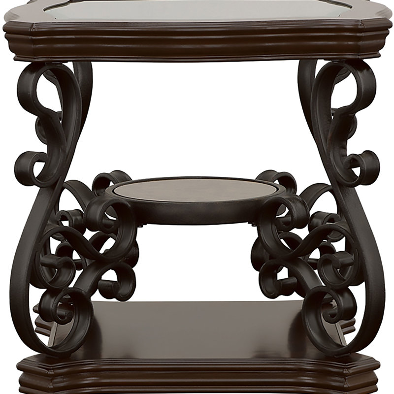 2-Shelf Glass Top End Table
