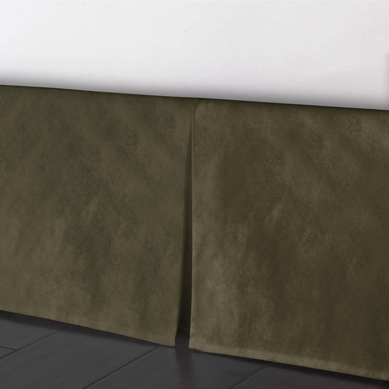 Velvet Bed Skirt, Green, Twin, 15"
