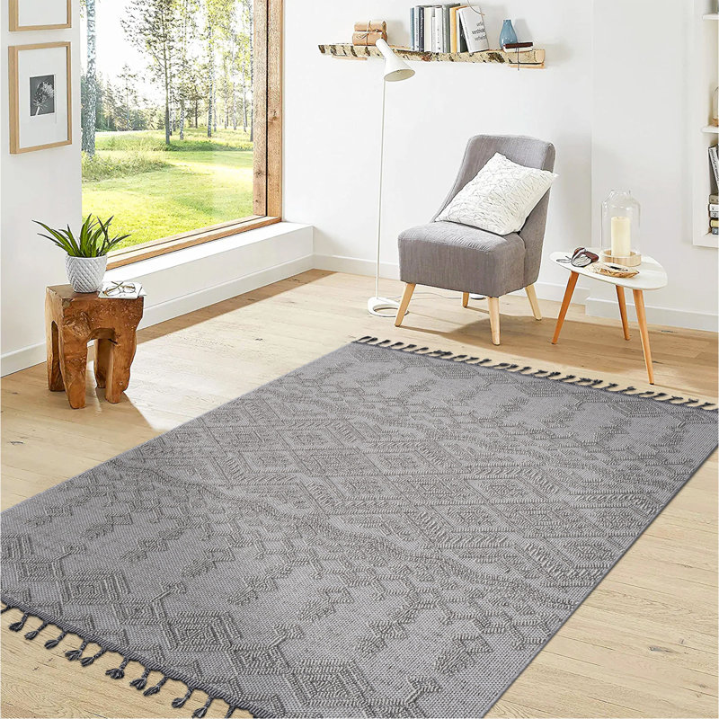 Tapis d'intérieur / extérieur blanc / blanc 5X7, Light Grey