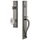 Fifth Avenue Handleset with Single Cylinder Deadbolt and Biarritz Door Knob and Rosette