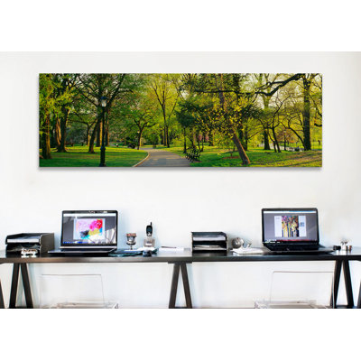 «Panoramic Trees in a Park, Central Park, New York City, New York State», reproduction de photo sur toile tendue