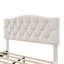 Diamond Tufted Beige Linen Bed - Curved Saddle Headboard For Contemporary Bedrooms-639407025