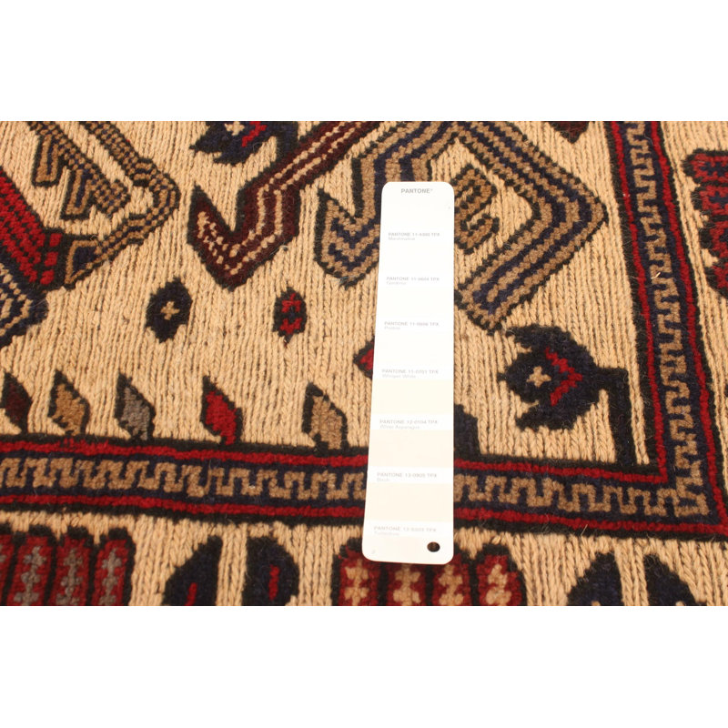 Tapis décoratif Ivoire en laine noué à la main de conception unique 4 pi 5 po x 6 pi 4 po Catelin