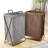 Grey + Brown,2Pcs,Foldable Laundry Hamper Basket With Handles, Collapsible Clothes Storage Organizer For Bathroom, Bedroom, And Home Use