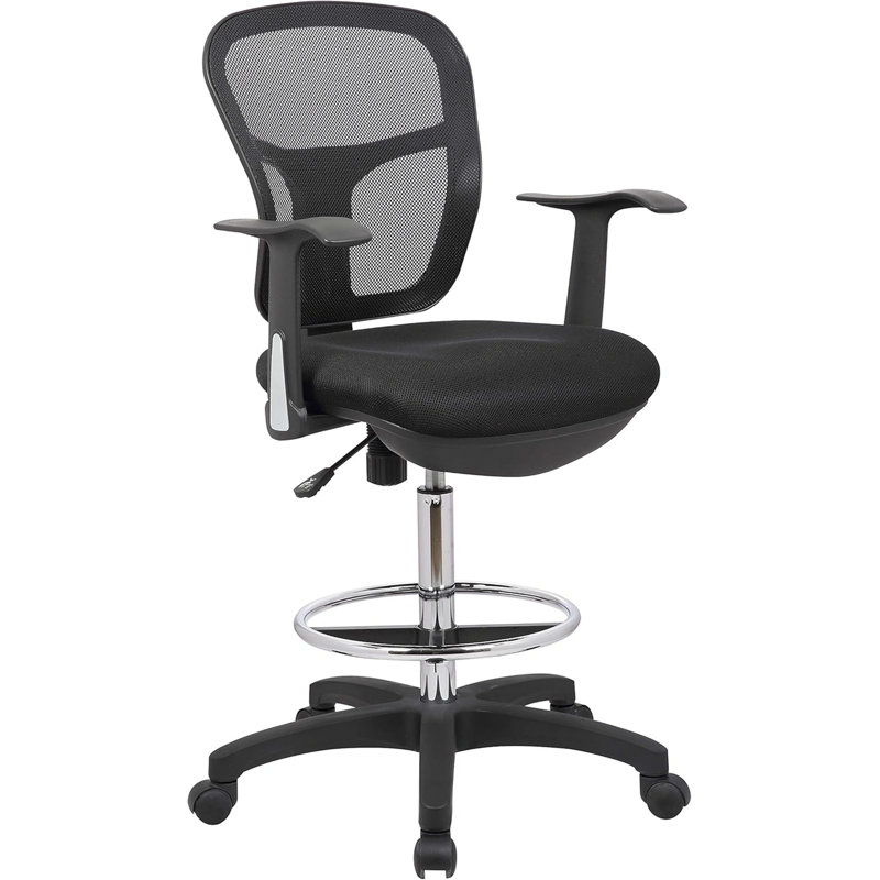 Tall Drafting Office Chair - Executive Ergonomic Chair With Arms, Anti-Scratch Wheels & Footrest (Ideal For Standing Desks)