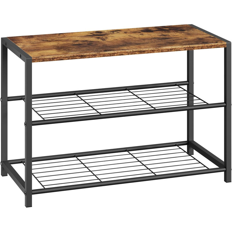 6 Pair Shoe Rack, Rustic Brown/Black
