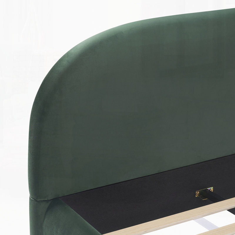 Lit tapissier moderne avec tête de lit, Très grand, Vert