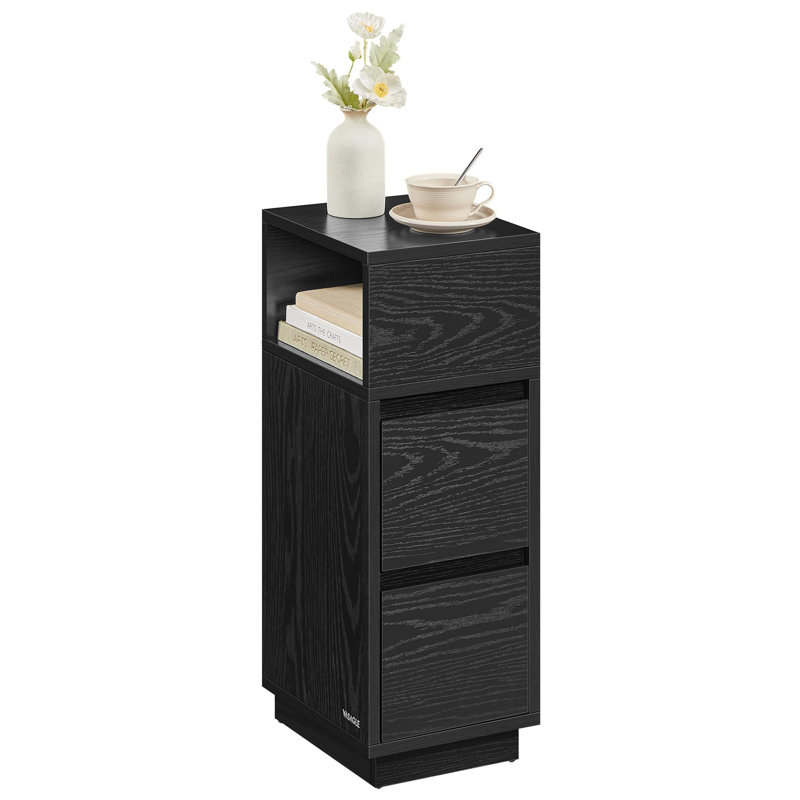 25cm W Manufactured Wood Bedside Table, Black