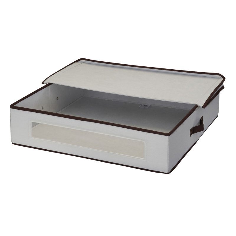 Wreath Storage Container Box with Handles, Sturdy Fabric‑Covered Sides for 24‑Inch Wreath, 7.5" H x 24" W x 24" D, Natural