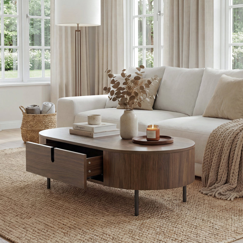 Modern Wood Coffee Table with Drawers